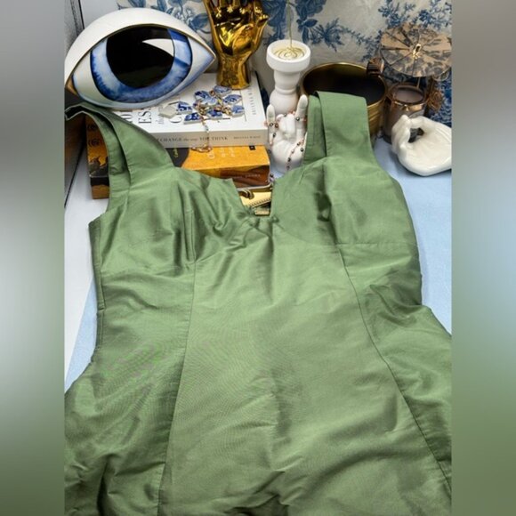 🆕 CULT GAIA 🧿 NWOT Marizia Silk-Dupioni Mini Dress, Calla Lilly Green Sz US 6 - Picture 12 of 16